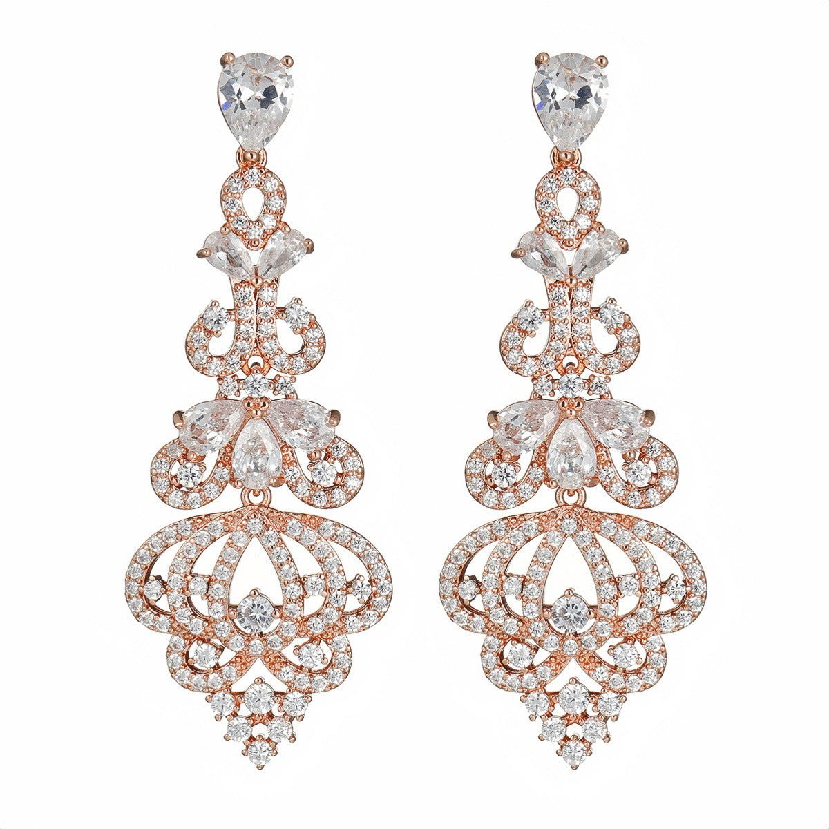 High-grade Long Luxury Over Inlaid Zircon Earrings