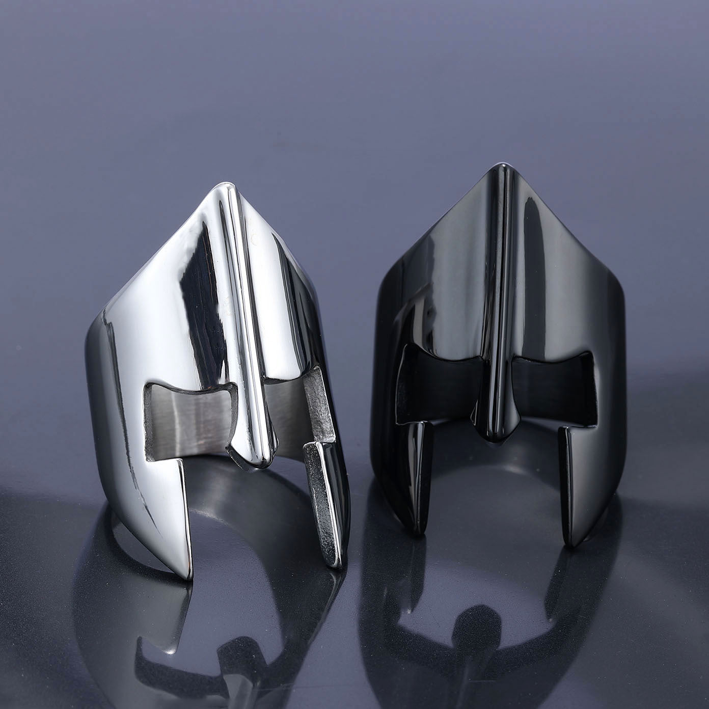 Men's Retro Stainless Steel Sparta Mask Titanium Rings