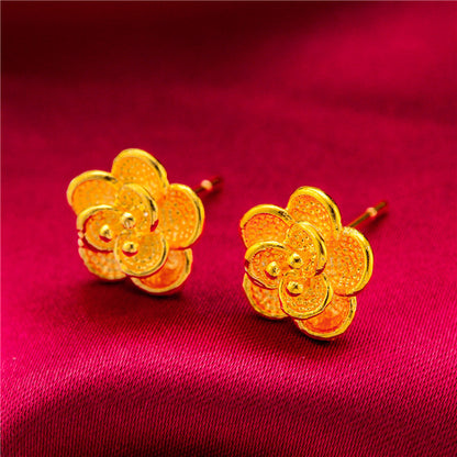 Gold-plated Fancy Vietnam Placer Gold Glazed Surface Earrings