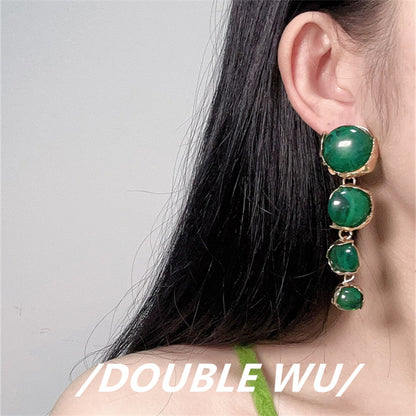 Women's Long Round Translucent Resin High-grade Geometric Earrings