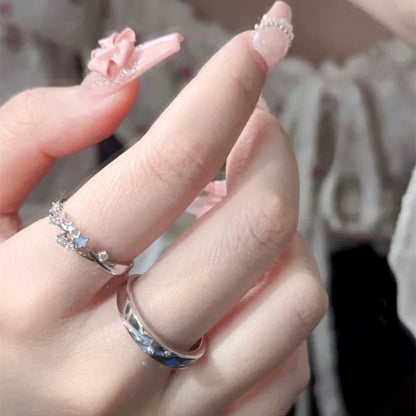 Star Drop Night Couple Luminous Design High Rings
