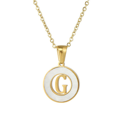 Hollow Titanium Steel Metal English Letter Female Necklaces