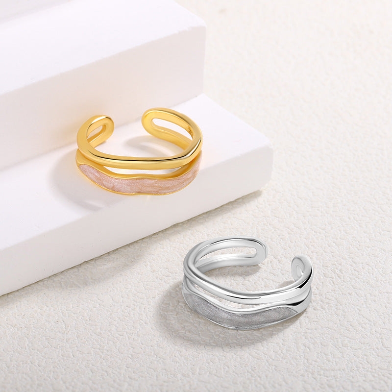 Cream White Enamel Female Design High-grade Rings