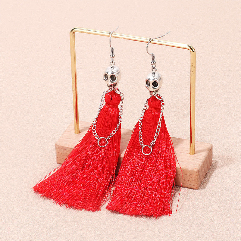 Accessories Punk Skull Tassel Fashion Retro Earrings