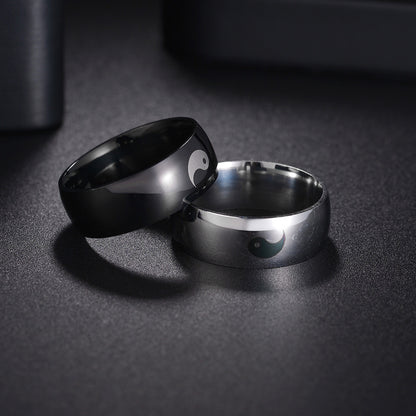 Men's Laser Gossip Fish Stainless Steel Does Rings