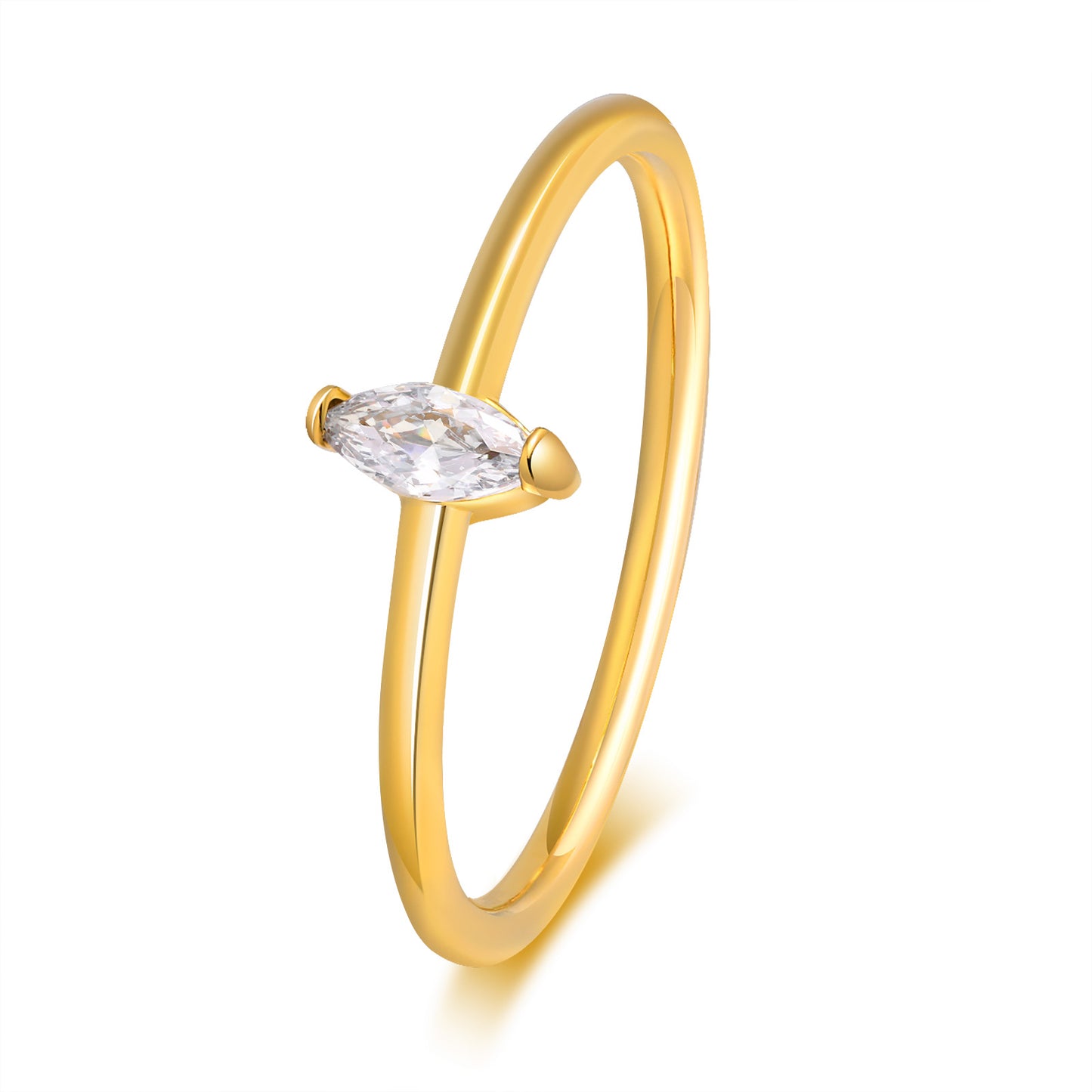 Women's Steel Zircon White Stone Personality Stacked Fashionable Golden Rings