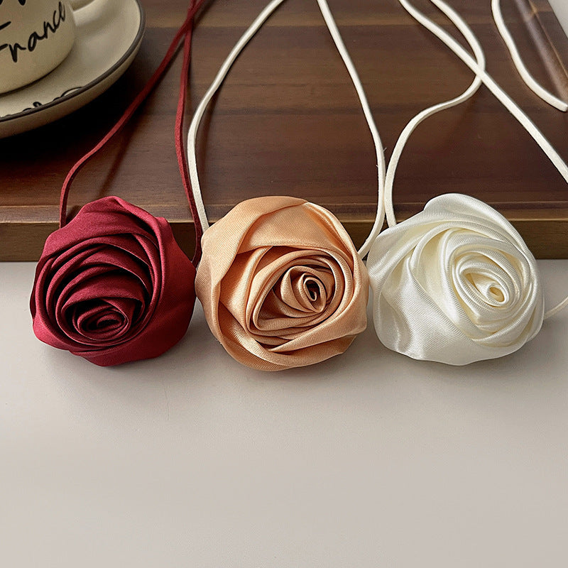 Pure Rose Handmade Collar Wrist Flower Silk Female Necklaces