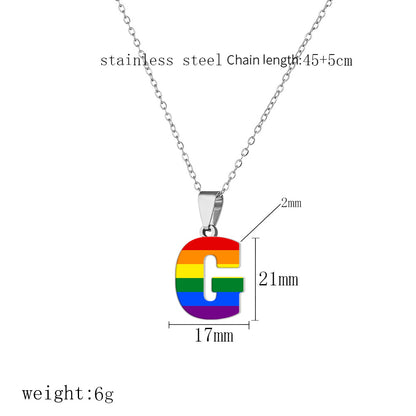 Women's Color Rainbow Letter Printing Titanium Steel Stainless Pendants