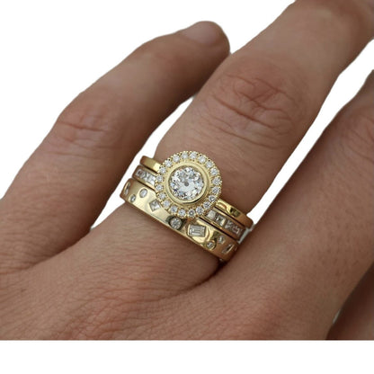 Three-piece Engagement Gold-plated Inlaid Zircon Set Rings