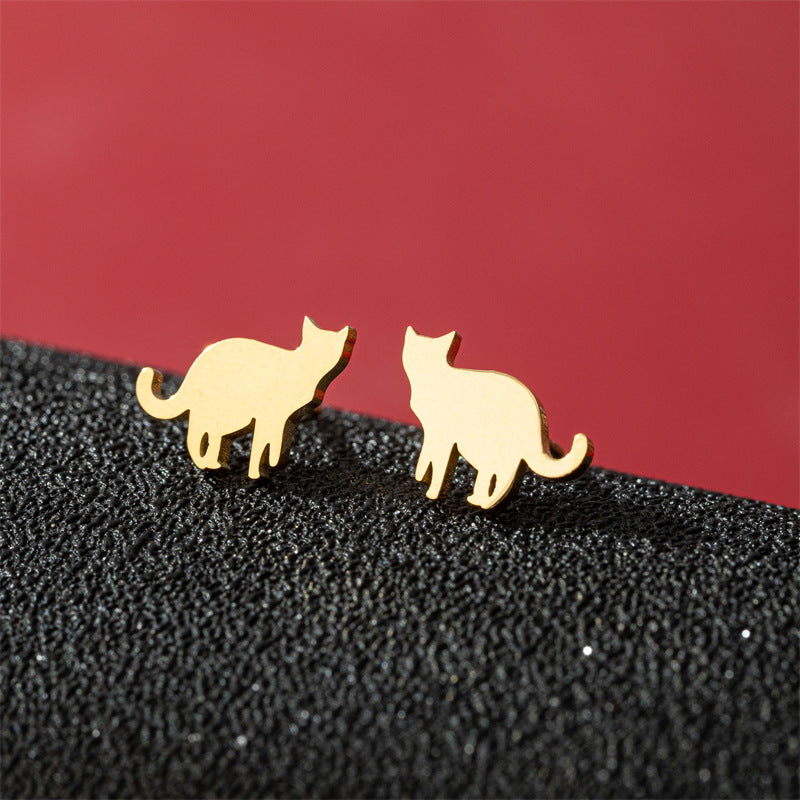 Fashion Small Ear Female Cute Stainless Steel Animal Pet Earrings