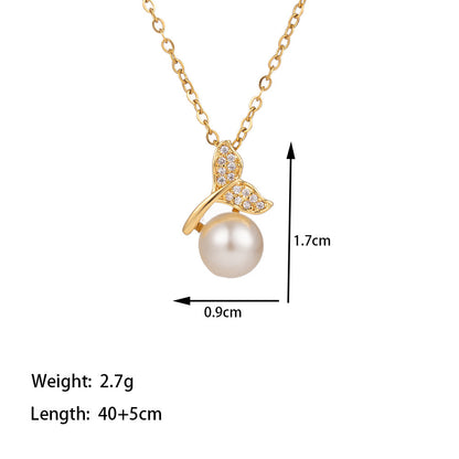 Light Luxury Small Stroke Shell Pearl Female Zircon Necklaces