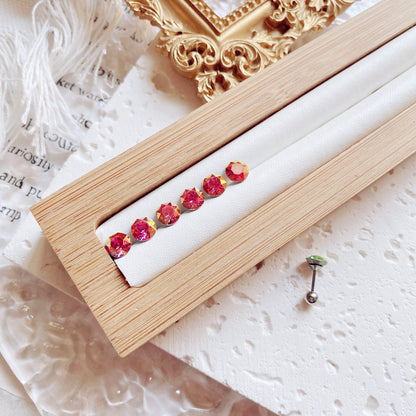 Coating Colorful Crystals Female Screw Tightening Earrings