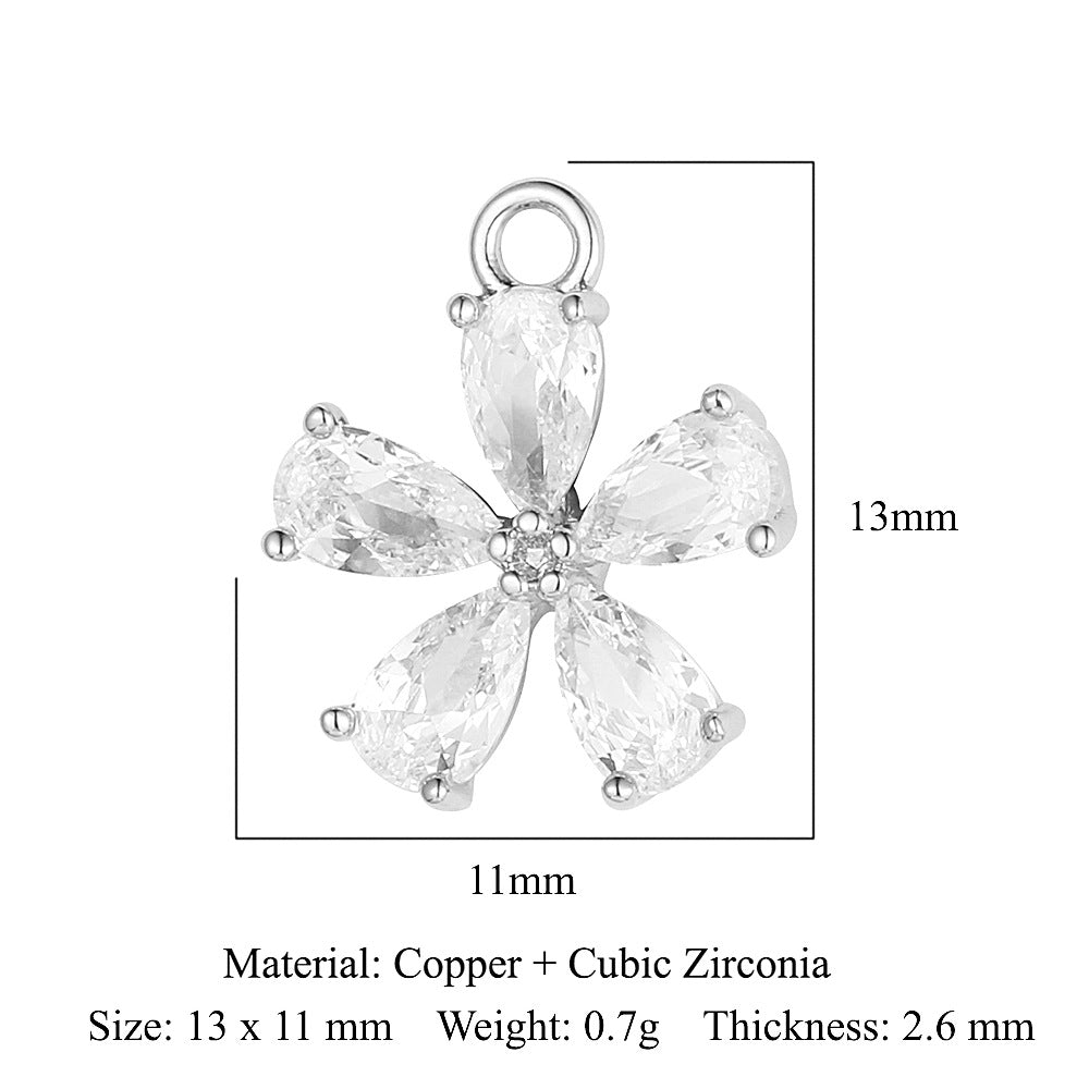 Copper Zircon Flower Angel Ornament Accessories Pendants