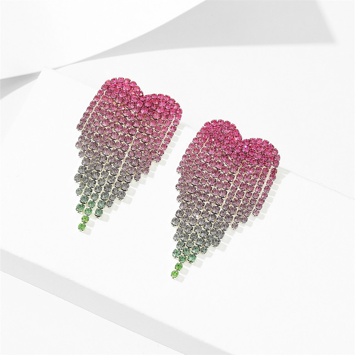 Women's Valentine's Day Gradient Color Heart-shaped Full Earrings