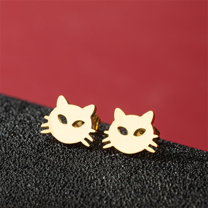 Fashion Small Ear Female Cute Stainless Steel Animal Pet Earrings