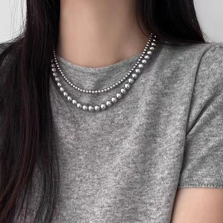 Fashionable Simple Gray Pearl Retro Affordable Necklaces