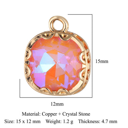 Rectangle Copper Glass Crystal Shuttle Eyes Pendants