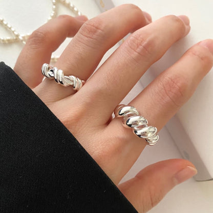 Women's Fan French Style Sterling Sier Knotted Rings