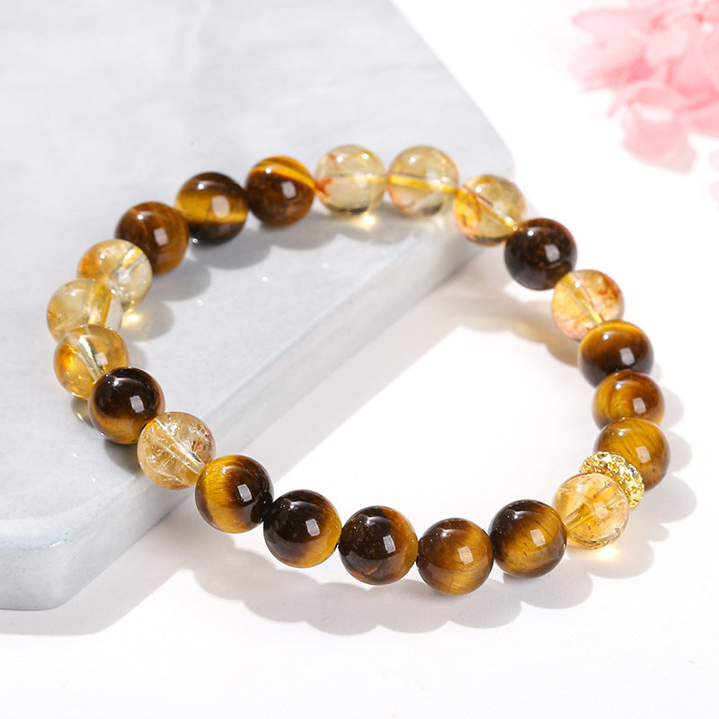 Women's & Men's Jewelry Natural Yellow Round Beads Crystal Bracelets