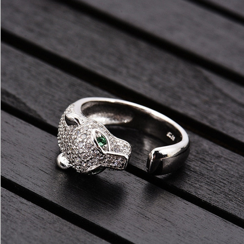 Fashion Popular Leopard Head Opening Design Rings