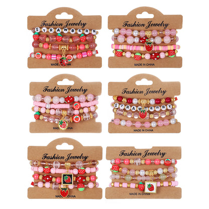 Environmentally Friendly Gentle Pink Letter Square Bracelets