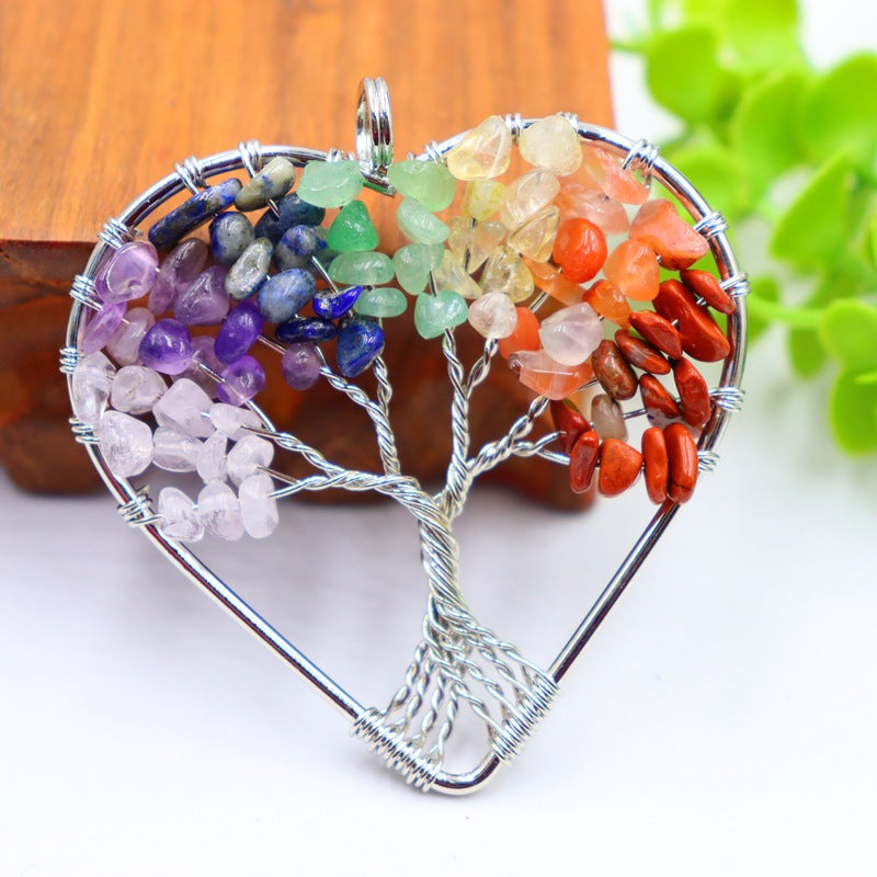 Natural Crystal Gravel Winding Colorful Tree Of Pendants