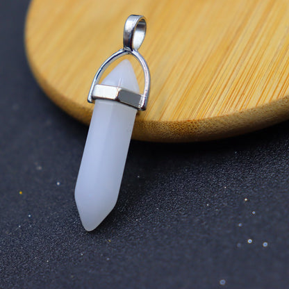 Natural Stone Crystal Hexagon Prism Bullet Pendants