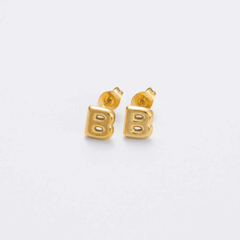 Women's Alphabet Letter Stainless Steel Gold-plated High-grade Affordable Luxury Earrings