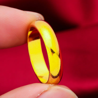 Women's & Men's Vietnam Placer Gold Glossy Fashion Couple Rings