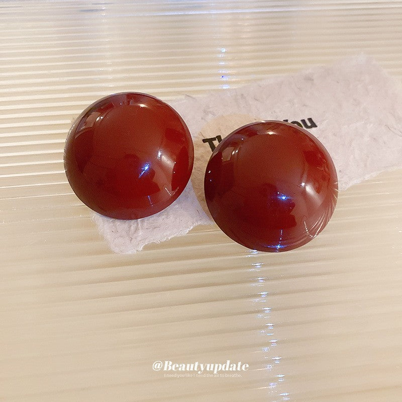 Gold Electroplated Sier Needle Red Dripping Earrings