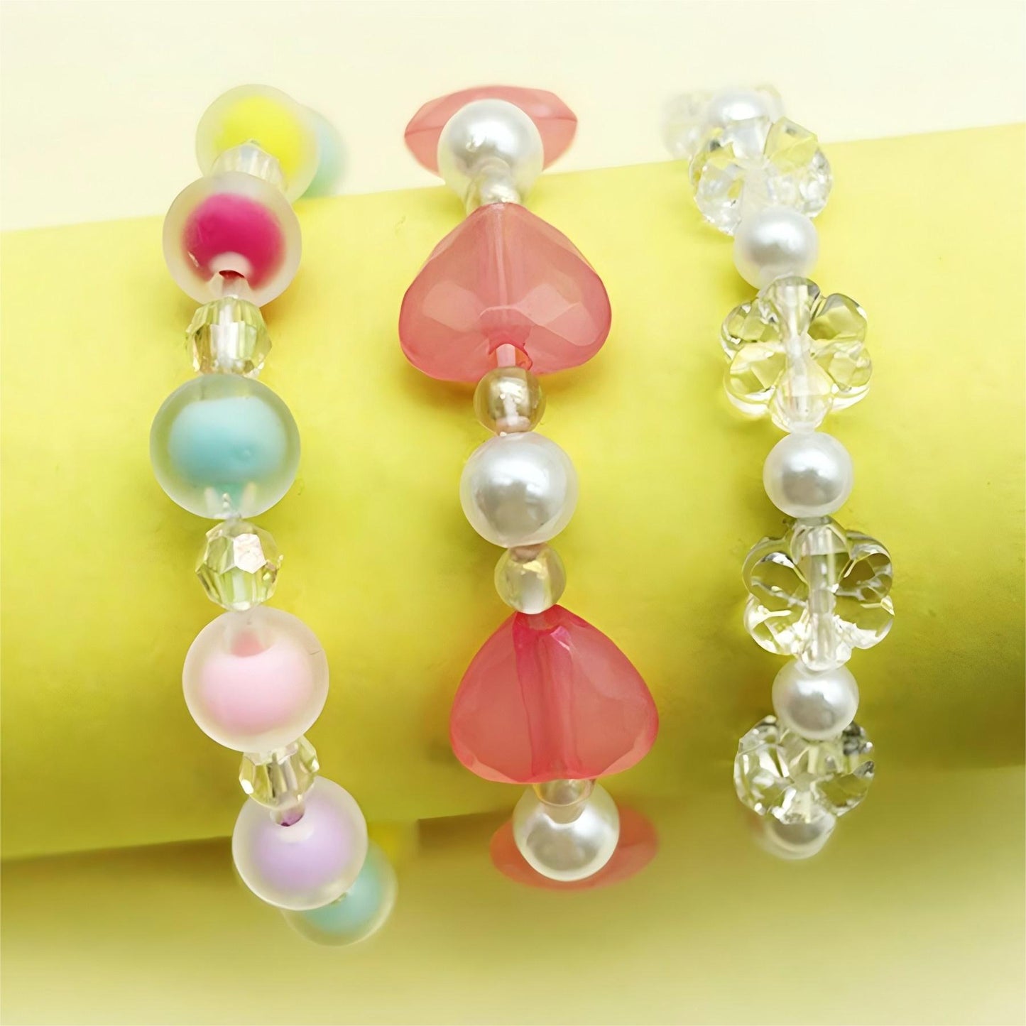 Children's Pearl Female Summer Dopamine Acrylic Niche Bracelets