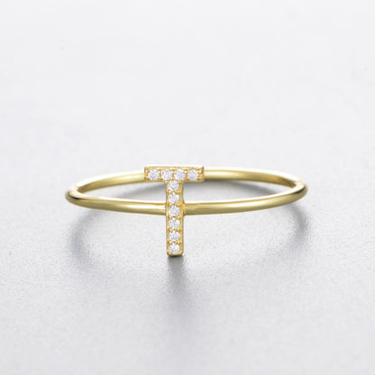 Women's Sier Zircon With English Letters Simple Rings