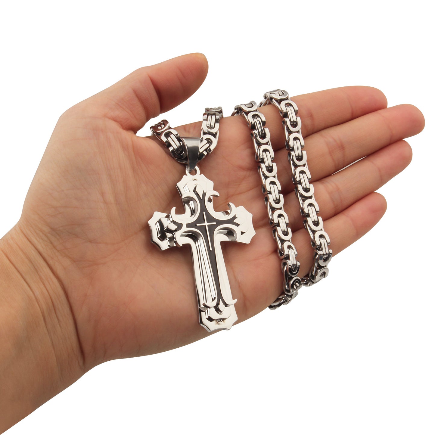 Cross Oiling Stainless Steel Titanium Flat Pendants