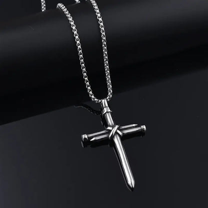 Men's Titanium Steel Cross Nail Personality Punk Necklaces