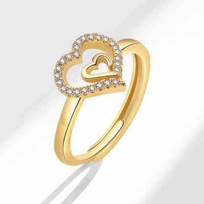 Women's Heart Shape With Diamond Heart-to-heart Wedding Rings
