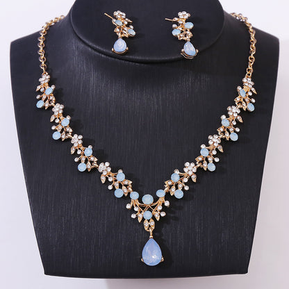 Crystal Water Drop Two-piece Set Bride Wedding Necklaces