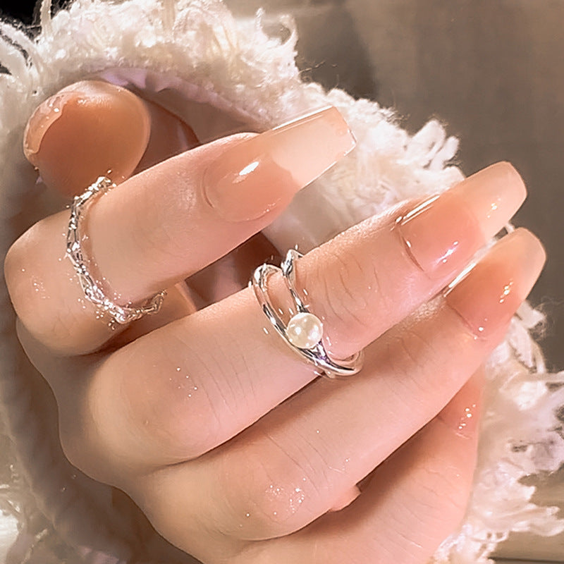 Women's Cross Imitation Pearl Simple Niche Design Rings