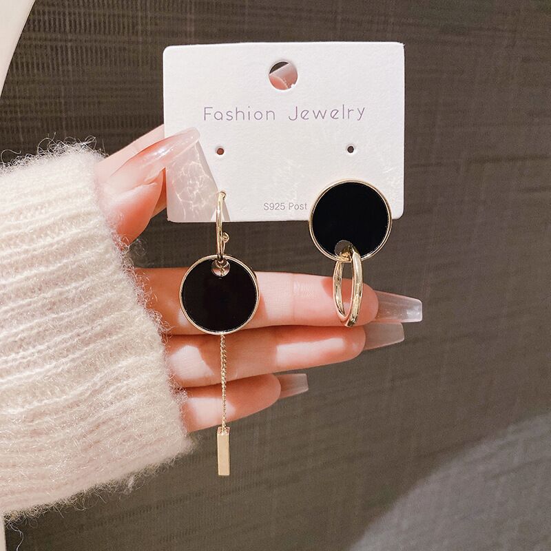 Women's Sier Needle Geometric Pearl Fashion Tassel Earrings