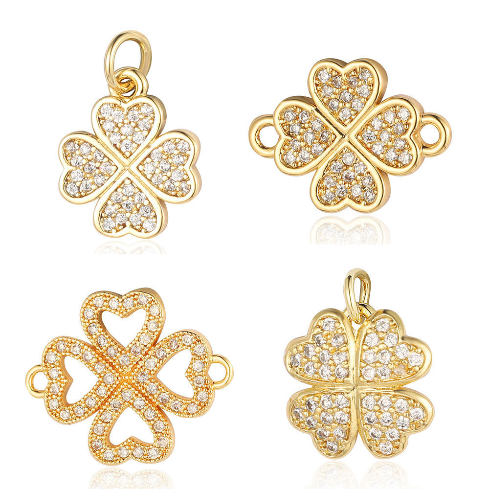 Four-leaf Clover Color Zirconium Copper Micro Inlaid Zircon Pendants