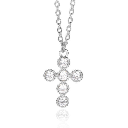 Stainless Steel Chain Zircon Cross Hip Hop Necklaces