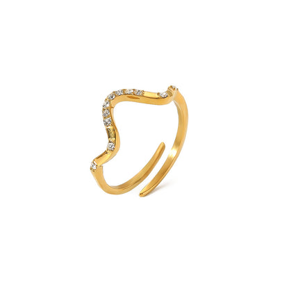 Gold-plated Inlaid Zircon Light Luxury Stainless Rings