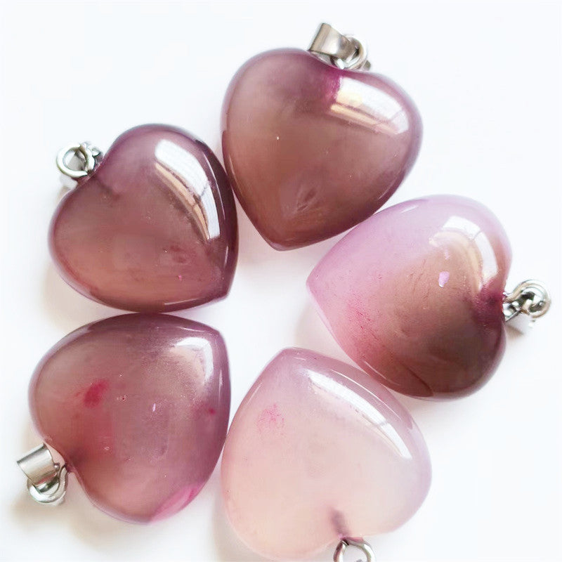 Natural Crystal Love Peach Heart-shaped Sweater Chain Ornament Accessories Pendants