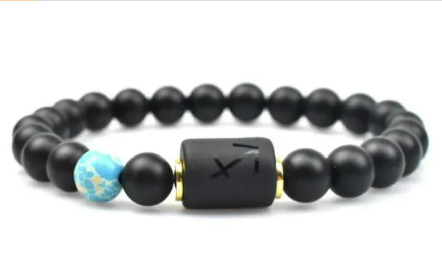 Men's Natural Stone Frosted Glass Twee Constellation Bracelets