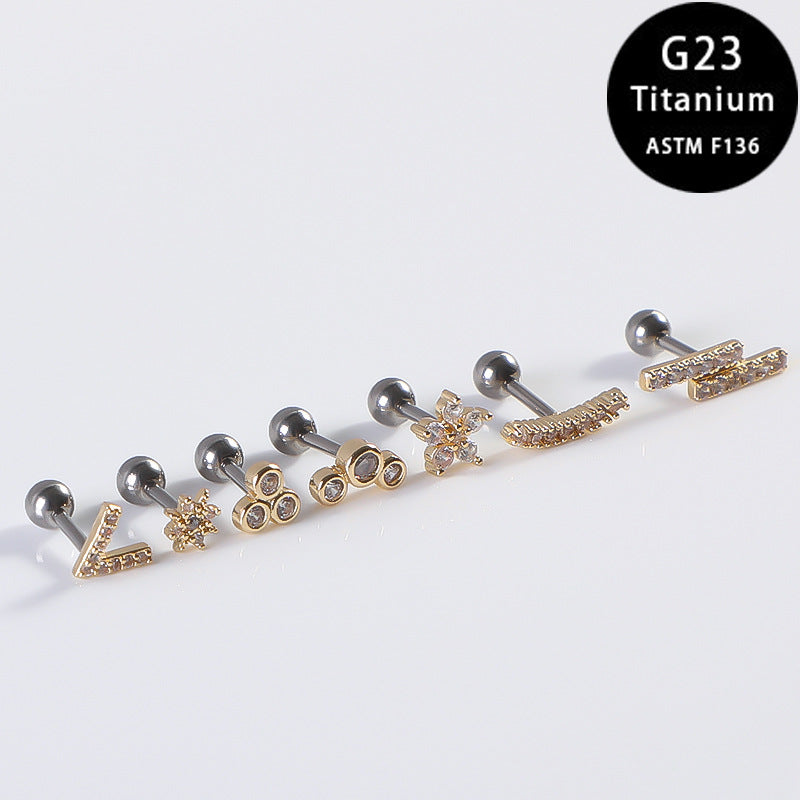 Ear Rivet Bone Pin Accessories Titanium Internal Thread Earrings