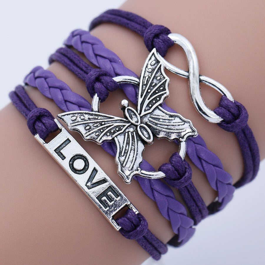 Multicolor Butterfly Word Plate Infinite Accessories Bracelets