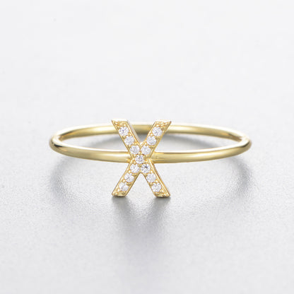 Women's Sier Zircon With English Letters Simple Rings