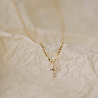 Women's Gold-plated Mini Cross Temperament Wild Inlaid Necklaces