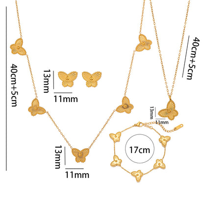 Four-leaf Flower Jewelry Suit Butterfly Laser Necklaces