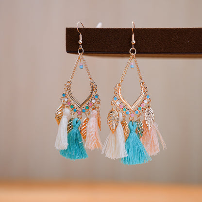 Tassel Leaves Hand-made Your Daisy Ornament Earrings