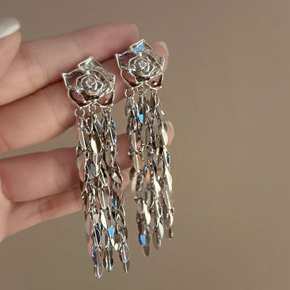 Women's Needle Metal Flower Leaf Tassel Fashion Personalized Earrings